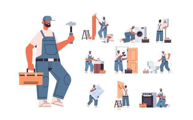 Premium Vector _ Set mix race professional repairmen in uniform making house renovation home maintenance repair service concept full length horizontal isolated vector illustration.jpg